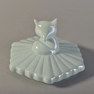 Geometric striped ceramic candle jar tealight candle holder with lid wholesale