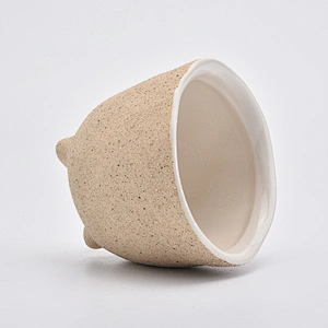 ceramic candle holders wholesale, matte ceramic container with feet
