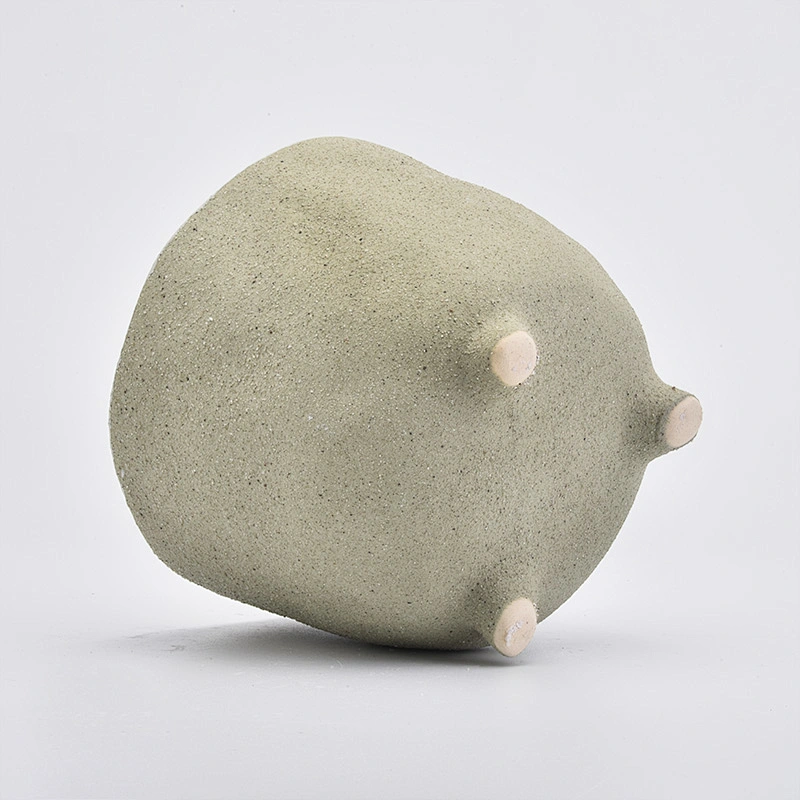 light green ceramic vessel for candles, matte ceramic jar