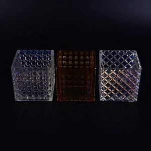 Supplier Luxury bubble custom square empty glass candle jars