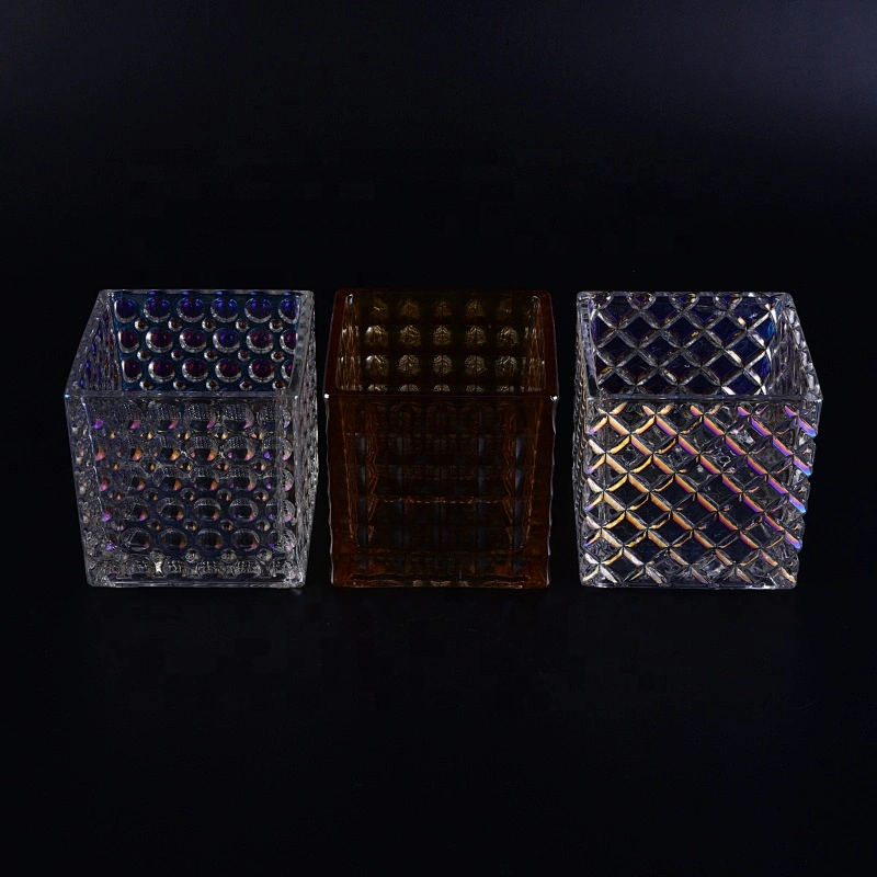 Supplier Luxury bubble custom square empty glass candle jars