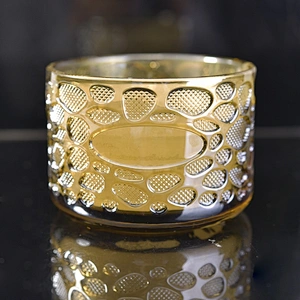 Luxury empty decorative glass jar gold candle 8oz
