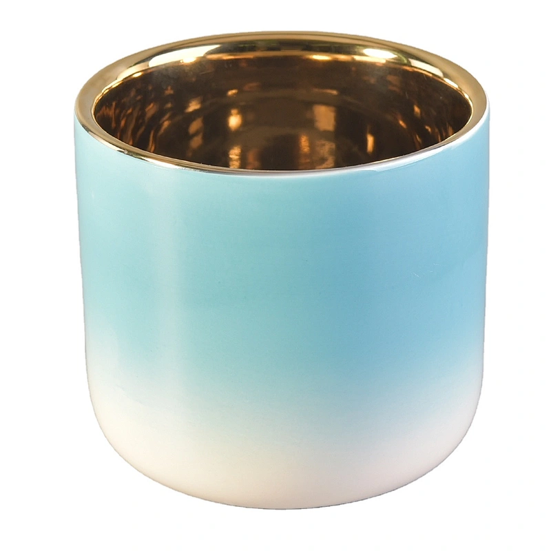 Wholesales custom electroplate large ceramic candle jar 8oz 10oz