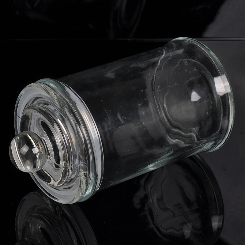 glass candle jar with glass lid 360ml home decoration