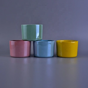 Pearl Glazed Ceramic Candle Holders in Solid Colors Home Decor