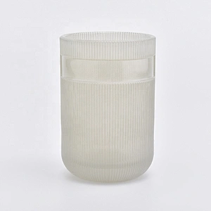 Cylinder customized striped candle vessel glass candle holder home decoration