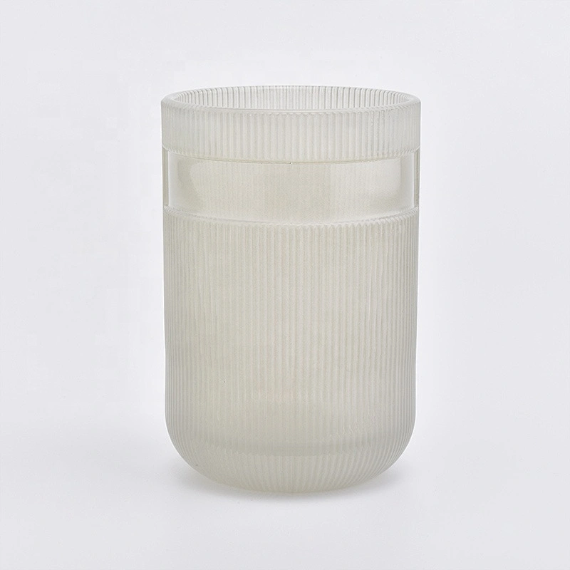 Cylinder customized striped candle vessel glass candle holder home decoration