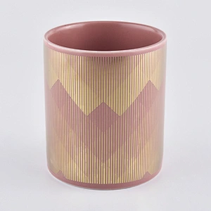 pink cylinder ceramic candle holder, popular size ceramic vessels for candle making