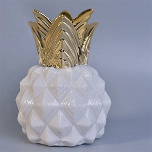 Pineapple-shape ceramic votive candle vessel customized candle jars with lid home decor wholesale