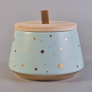 10oz Suppliers decorative candle ceramic container with wood lid