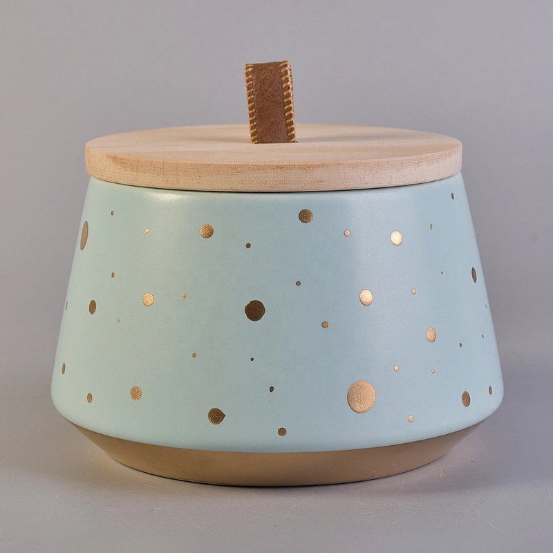10oz Suppliers decorative candle ceramic container with wood lid