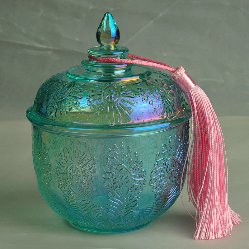 10oz 12oz Luxury spraying custom glass candle container with lid