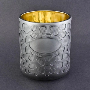 Luxury grey fingerprint electroplated matte glass candle jars in bulk 8oz