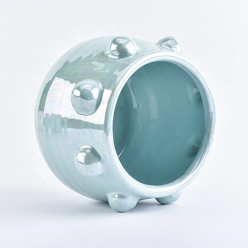 Color glazed custom ceramic candle containers bowl votive scented candle holders wedding decor