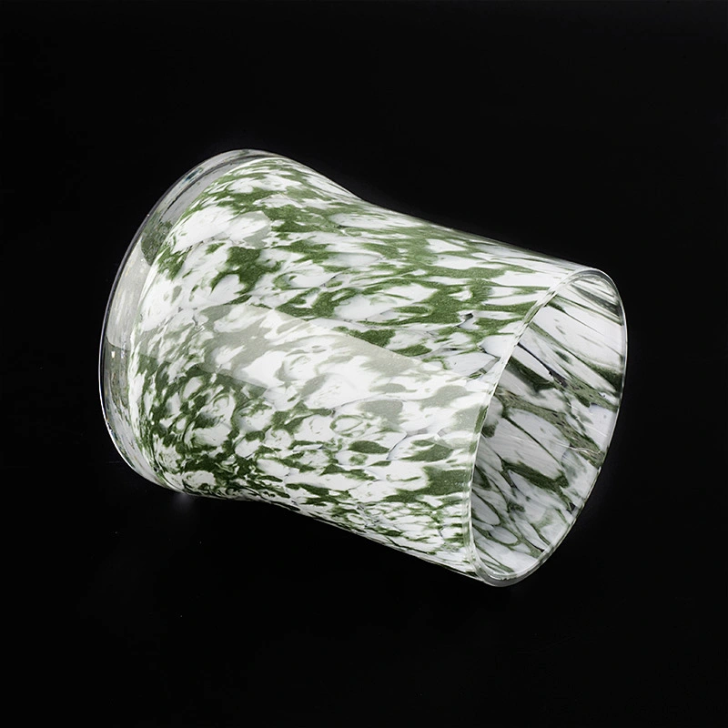 green glossy glass vessel glass candle jar hand made home decoration