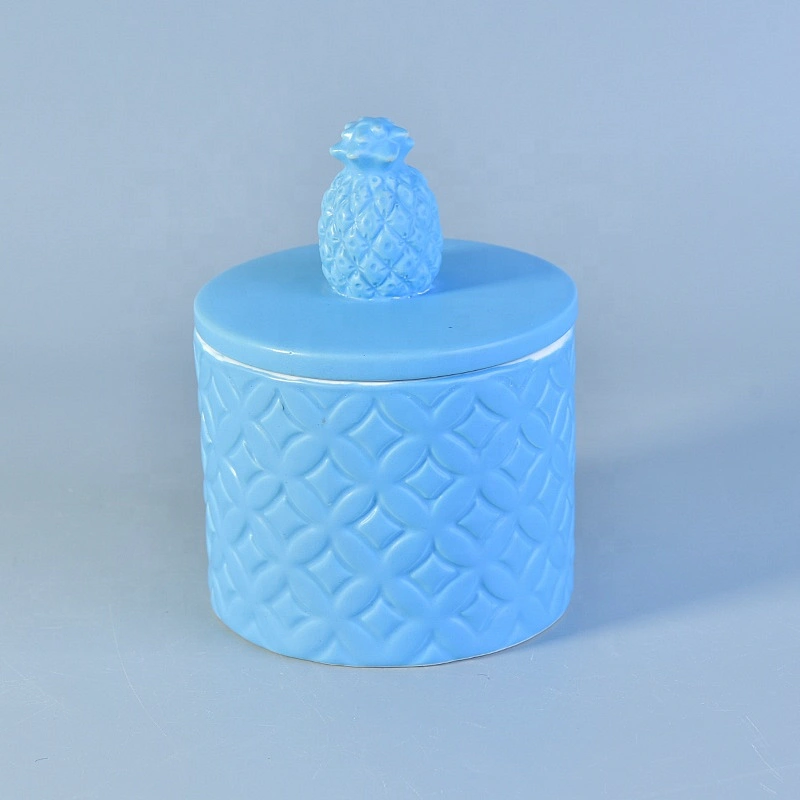 Customized machine press glaze ceramic tealight candle holder candle containers with lids party decorative use
