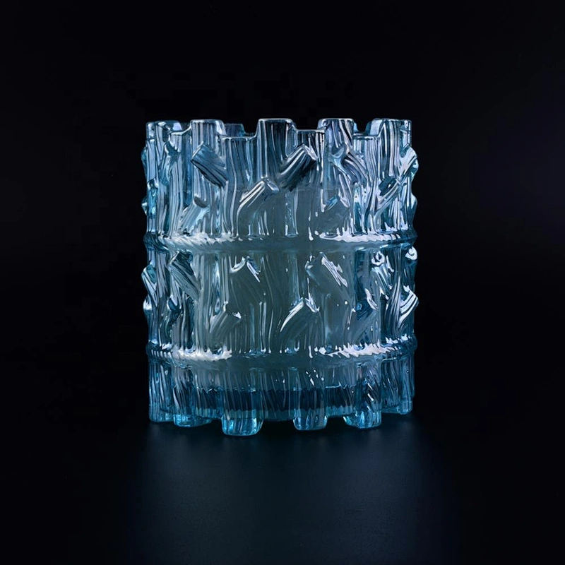 Home decoration tree branch tealight blue crystal Glass candle jar