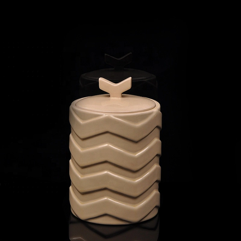 19oz Ceramic Jar Ceramic Candle Holder with Lids for Home Decoration
