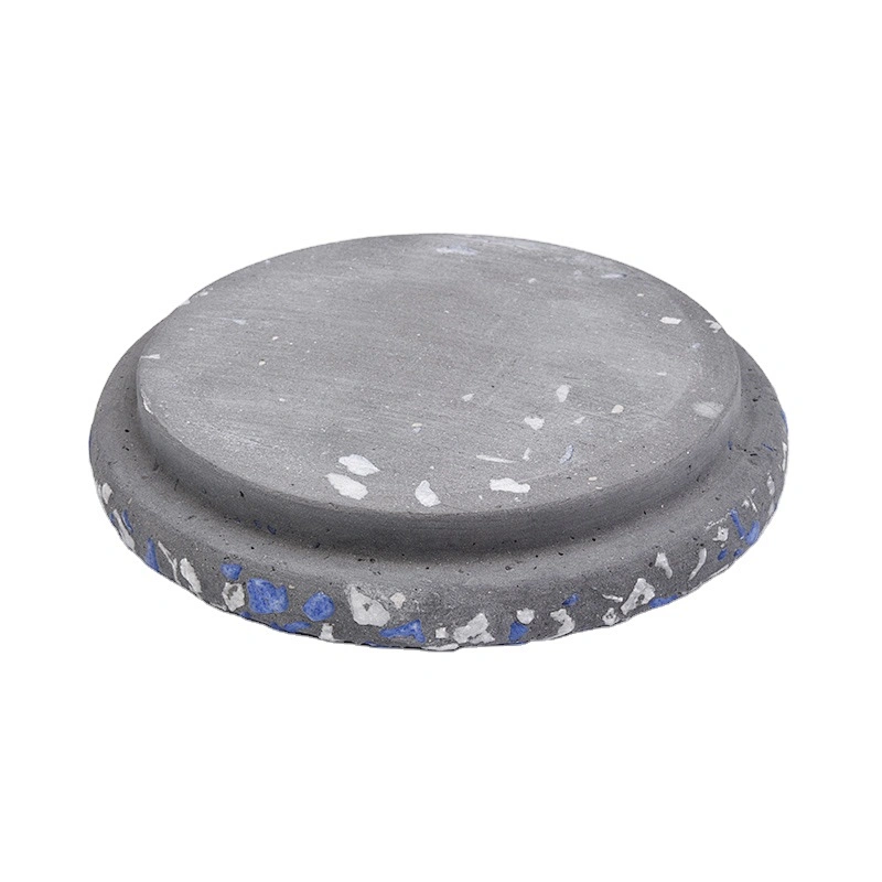 Custom round concrete cement lid cover for candle holder