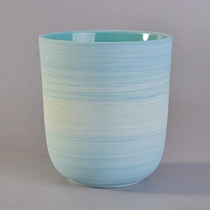 Wholesales blue Gradient ceramic jars candle making supplies 10oz
