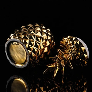 Large Metallic Gold Pineapple Ceramic Candle Jars Home Decoration Pieces