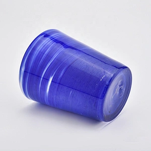 Wholesales 9 oz Blue and White Glass Votive Candle Holders Soy Wax Container Home Decoration