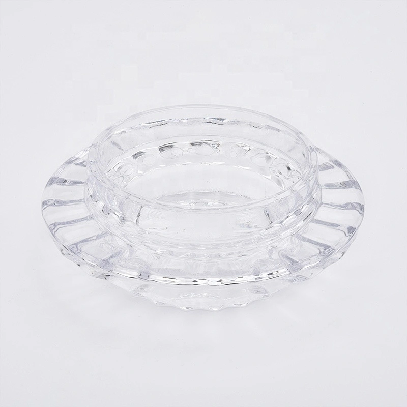 luxury clear crystal glass candle holder doom with glass lid