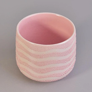 Pink electroplating ceramic candle containers supplier