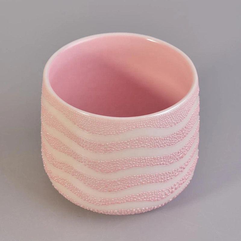 Pink electroplating ceramic candle containers supplier