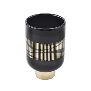 10oz Home decoration ceramic black custom candle holders wholesale