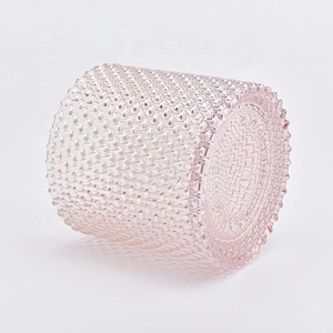 Pink embossed candle holder with lid home decoration wholesale
