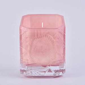Custom Trapezoid pink tealight candle glass holder