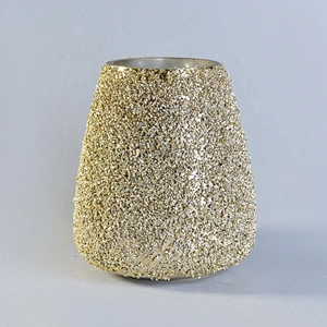 Luxurious tall glass candle holder with gold granular varnish home decoration wholesale