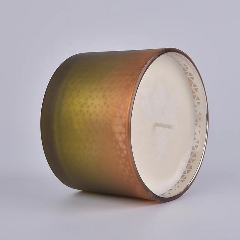 Sunny glassware luxury matte Glass candle holder with wood lid