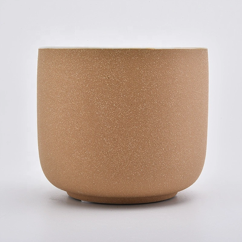wholesale frosting effect candle jar ceramic candle holders for home decoration