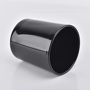 black pillar candle holder, glass cylinder candle jar