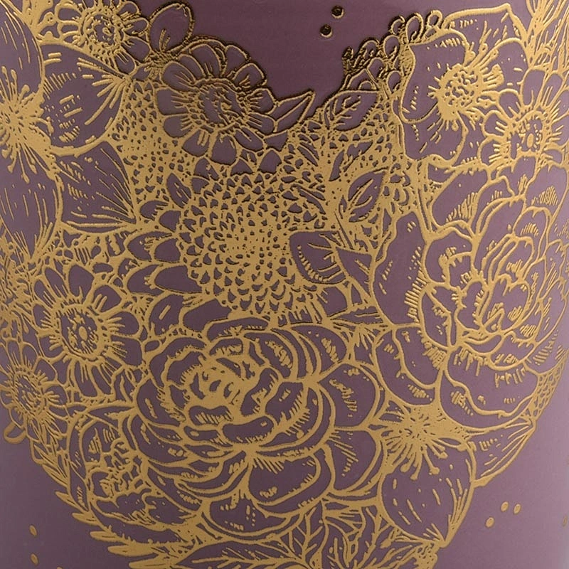 pink glazing ceramic candle jars with gold printing