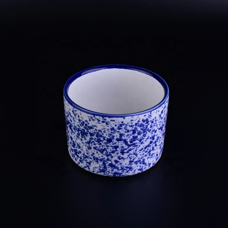 Round vintage terrazzo ceramic candle jars for home decor