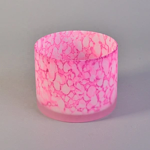 Decorative pink frosted glass votives candle jars wholesale wedding centerpieces