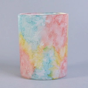 Wholesales custom iridescent ceramic candle jar holders 10oz