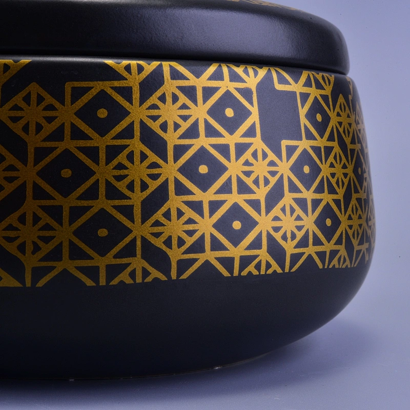Wholesales Sunny customized black matte ceramic candle jars with lid