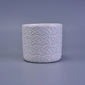 Flower pattern White matte scented ceramic candle jars