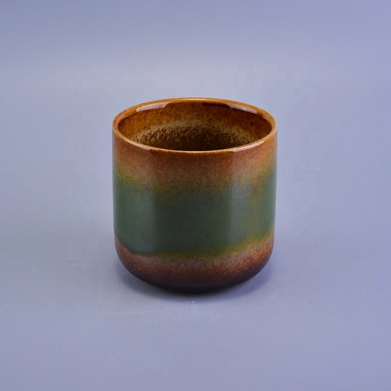 Cylinder ceramic iridescent candle jars wholesales