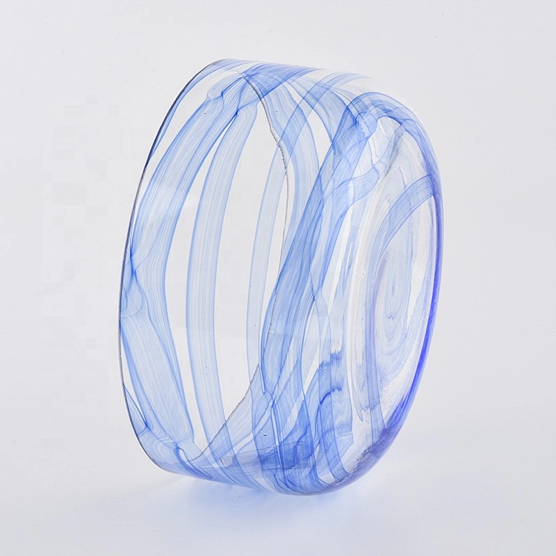 wide glass jars with marble decoration