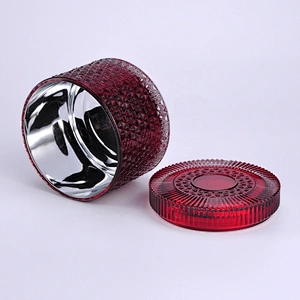 Home decoration luxury big laser spray glass candle container with lid