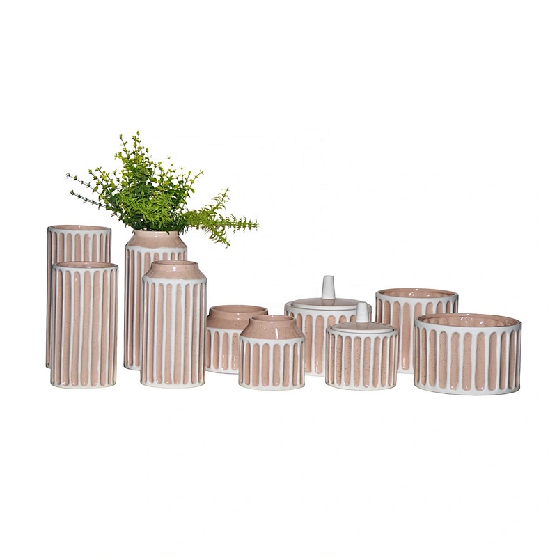 Stripes Ceramic Vases and Pots Home Decoration Wholesales