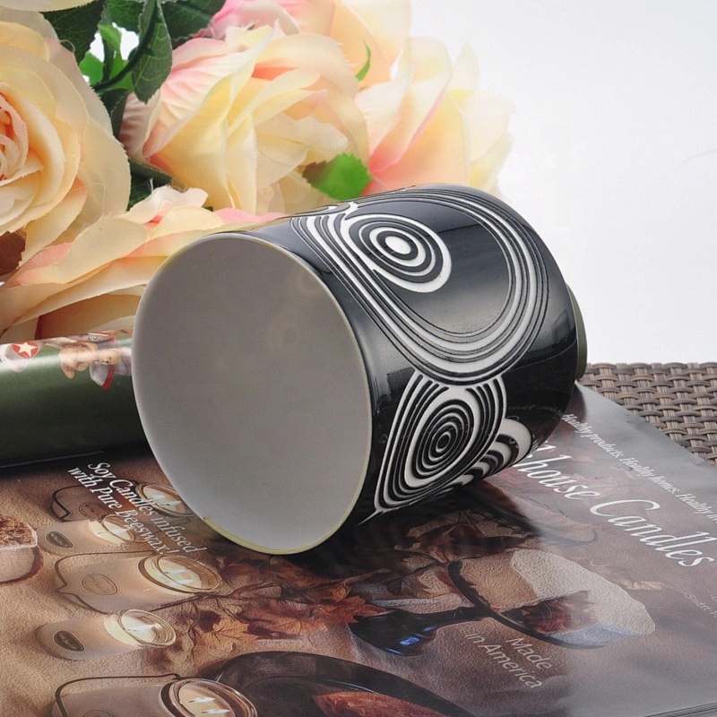Home decoration Christmas round painted black candle holders