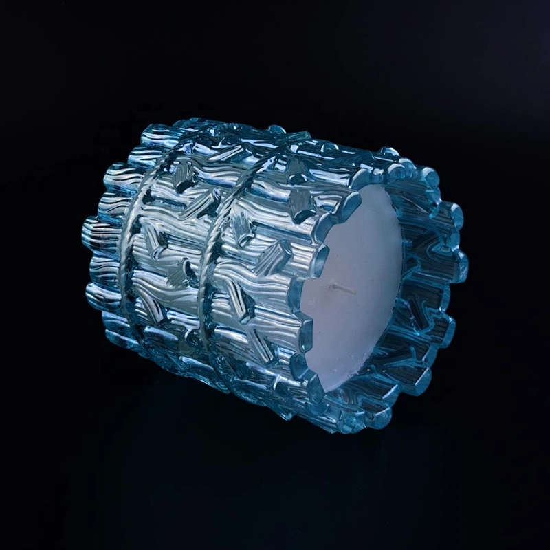 Home decoration tree branch tealight blue crystal Glass candle jar