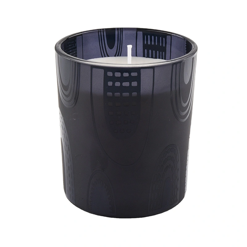 10oz Sunny matte empty decorative black glass candle jars holder