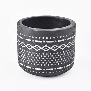 Customized black cement candle jar votives candle holder home decoration